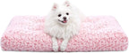 KSIIA Washable Dog Bed Deluxe Plush Dog Crate Beds Comfy Kennel Pad Anti-Slip Pet Sleeping Mat for Large, Jumbo, Medium, Small Dogs Breeds, 23" x 18", Pink