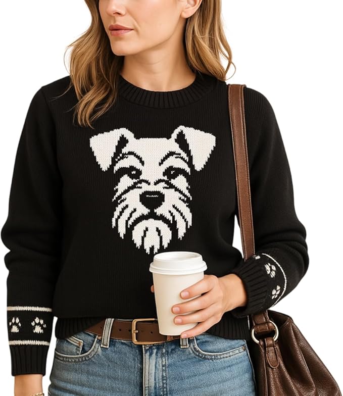 Custom Dog Knit Sweater for Women Personalized Pet Paw Print Pullover Dog Mom Gift Christmas for Pet Lovers