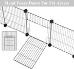 LANGXUN 24pcs DIY Small Animal Pet Playpen with Waterproof Mat, C&C Cage for Puppy Kitten, Rabbit Cage,Guinea PigsGuinea Pig Cages | Indoor & Outdoor Portable Metal Wire Yard Fence, Metal Pet Panels