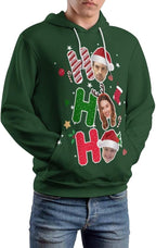 Artsadd Custom Face Unisex athletic Pockets Sweatshirt Loose Hoodie Custom Christmas Long Sleeve Sweatshirt Hooded Pullover