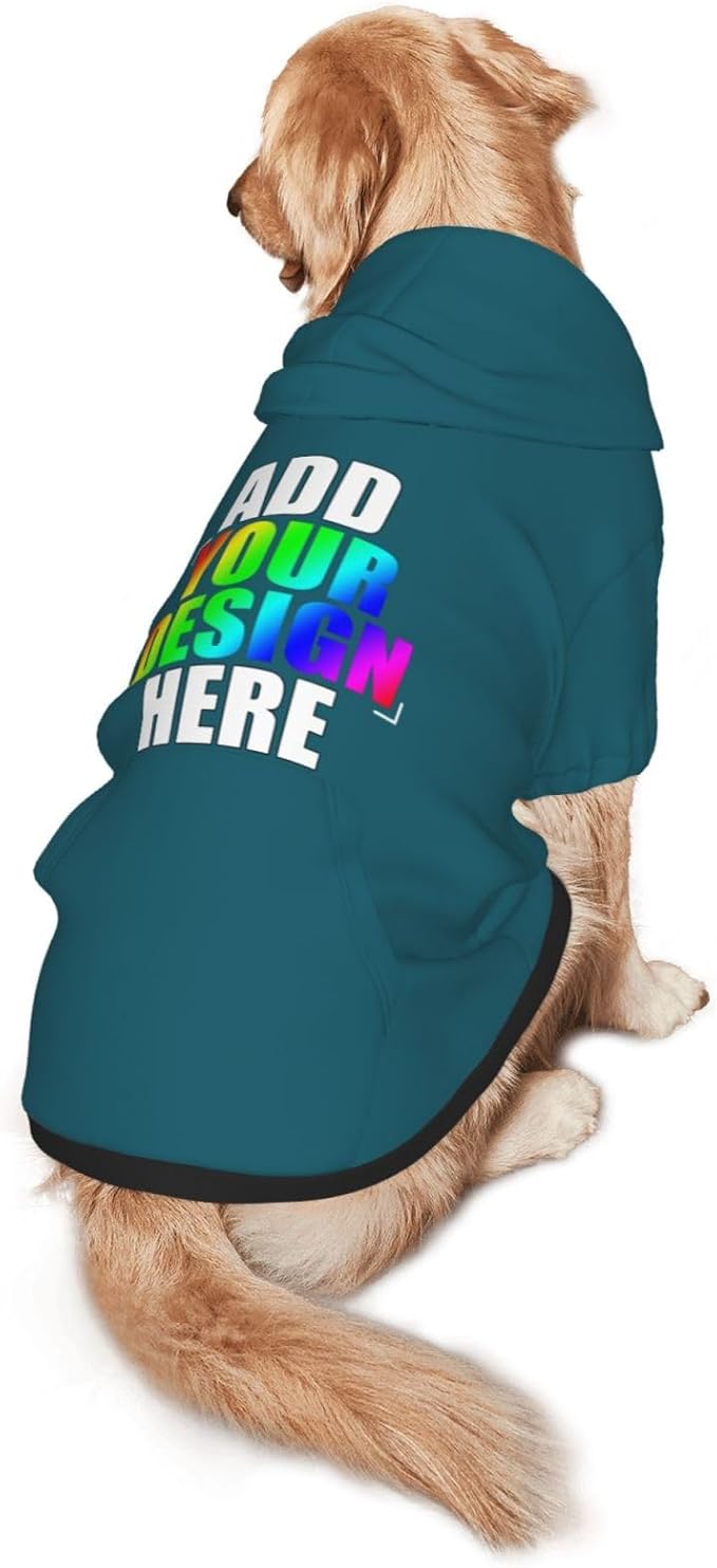 Custom Dog Hoodie with Text Photo, Personalized Pet Clothes Sweatshirt for Small/Medium/Large Dogs, Cats,M, Blue