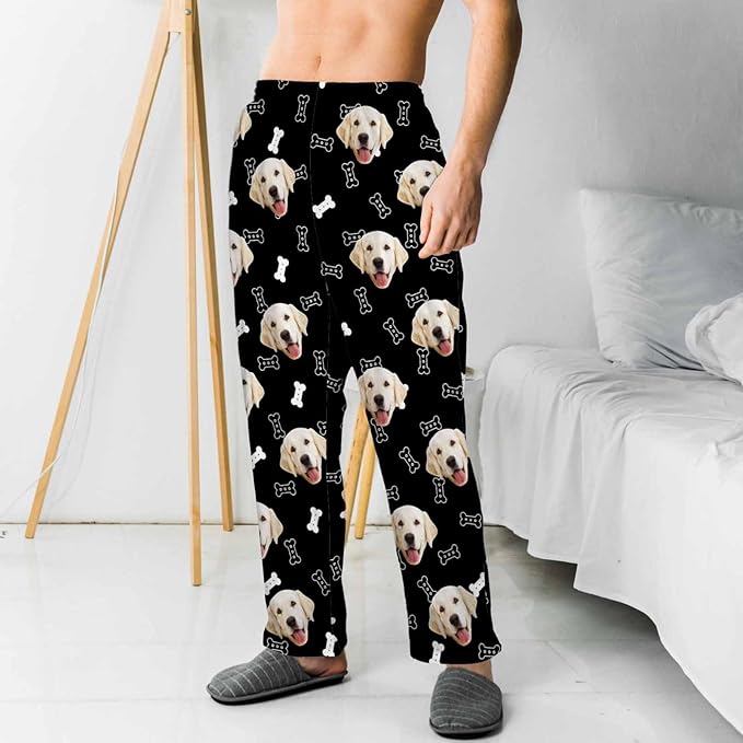 MyPupSocks Customized Face Pajamas Pants Sleep Bottoms for Men Women XS-2XL