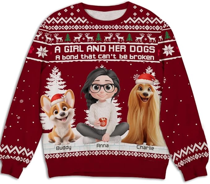 Wrappiness A Girl And Her Dog Christmas Sweatshirt - Cozy Unisex Fit Custom Shirt - Cute for Women Pet Lovers