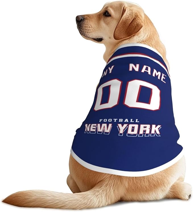 New York Custom Pet Jersey Dog Clothes Jersey Various Sizes Customized Any Name & Number for Small & Middle and Big Dogs