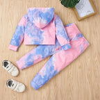 Toddler Baby Girls Clothes Long-sleeve Tie Dye Hoodie Sweatshirt Pants Hooded Outfit Set