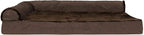 Furhaven Cooling Gel Dog Bed for Large Dogs w/ Removable Bolsters & Washable Cover, For Dogs Up to 95 lbs - Plush & Velvet L Shaped Chaise - Sable Brown, Jumbo/XL