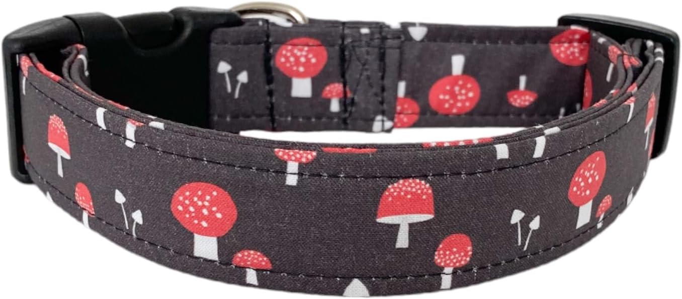 Mushrooms in Red Dog Collar (Large)