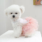 Fashion Sweet Puppy Dog Blingbling Princess Skirt Pet Dog Lace Cake Camisole Tutu Dress B-Pink XS