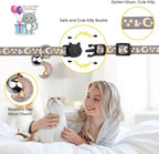 4PCS Cat Collar with Bells,Breakaway Cat Collars,Kitten Collar with Bell Moons Stars Cute Kitty Safe Kitten Collars with Pendant,Cat Collars for Boy Cats 6.9-10.7 Inch(Black&Grey&Deep Green&Orange)