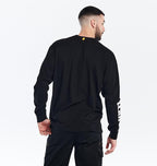 Caterpillar Trademark Banner Long Sleeve Tee Shirts for Men with Center Back Neck Wire Management Loop and Cat Workwear Logo