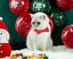 Christmas Cat Collar 2 Pack Cotton Bowtie Cat Collars Glittery Snowflakes Cute Kitten Collar(Red+Green)