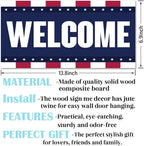 Welcome Sign for Front Door, Welcome Decor Wooden Hanging Sign, Patriotic American Theme Wall Hanging Decor, Funny Wooden Outdoor Front Door Decoration 13.8X6.9 inches