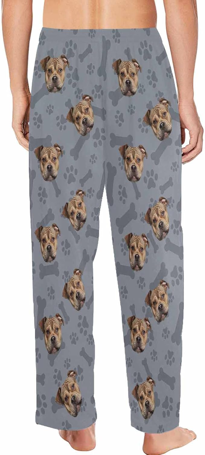 MyPupSocks Custom Pet Face Pajamas Pants Photo Pajama Bottoms for Men S-XXL
