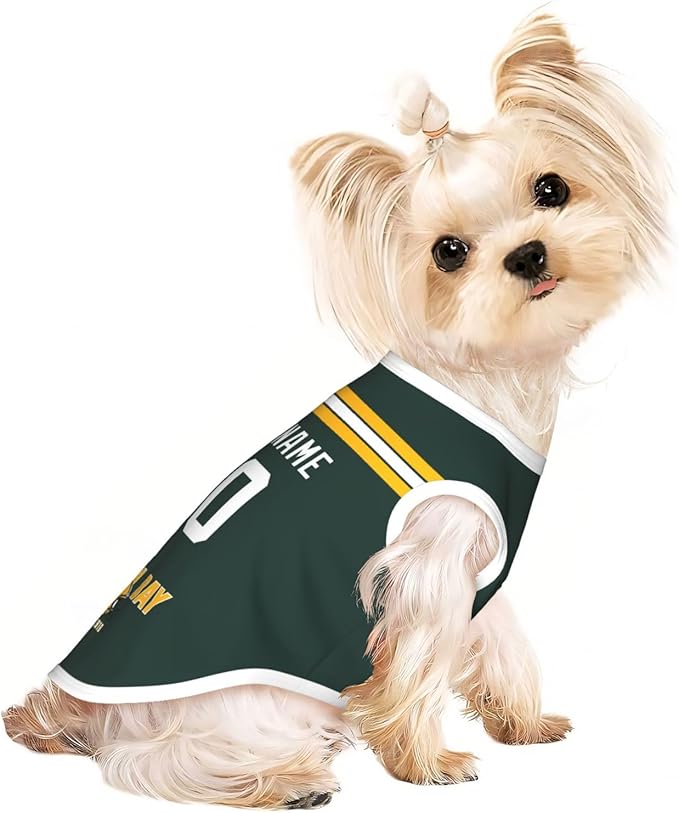 Green Bay Dog Clothes Jersey Pet Jersey Customized Any Name & Number S-5XL for Small Middle and Big Dogs