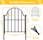 Garden Fence, 17in(H) x 27.5 ft(L) Arched Rustproof Metal No Dig Fence Garden Fence Border,Ground Stake Animal Barrier Fence for Rabbit Dog, Outdoor Landscape Decor for Yard & Patio,25 Pack