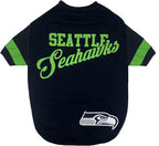 Pets First NFL Seattle Seahawks T-Shirt for Dogs & Cats, Large. Football Dog Shirt With Fashionable Stripe Design, Durable & Cute Sports Pet Tee Outfit (SEA-4146-LG)