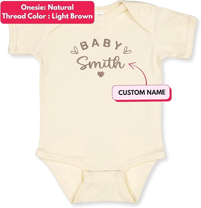 COUPLEHOODIES Personalized Baby Onesie Bodysuit – Custom Embroidery Gift for Pregnancy Reveal Baby Shower or First Grandchild