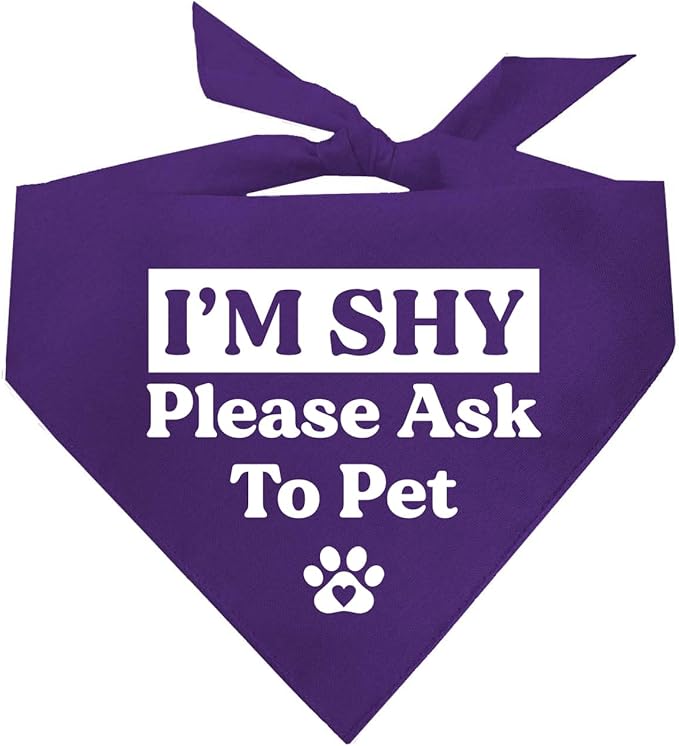 I'm Shy Please Ask to Pet Dog Bandana (Purple, OS 590)