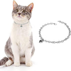 HOWWFALY Dog Collar and Dog Chain Necklace Stainless Steel Adjustable 18K Sliver Heart-Shaped Necklace for Small Pets Cats Kitten Puppy (Sliver, 12 inch)