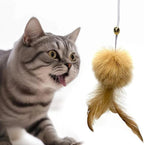Cat Toys - Rainbow Wand, Feather Flips Plush Ball, Interactive Feather Teaser for Kitten Exercise - 3 Pack