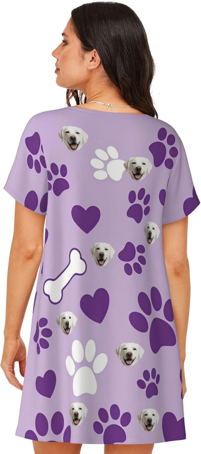 Personalized Matching Dog and Owner Clothes Separately Sold, Custom Face Nightgown for Women Dogs