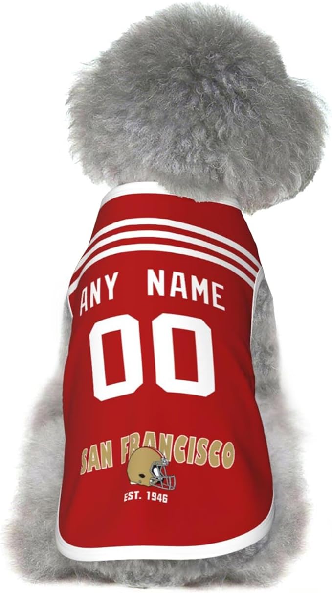 San Francisc0 Dog Clothes Jersey Pet Jersey Customized Any Name & Number S-5XL for Small Middle and Big Dogs