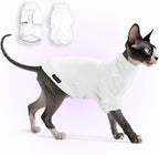 Fleece Sphynx Cat Clothes Soft Hairless Cat Clothes Pullover Cat Sweater for Chihuahua All Season Light and Warm Kitten Cloth for Cats Only Puppy Clothes Small Dog Sweater (White, Medium)
