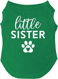 Little Sister Heart Paw Dog Tee Shirt Sizes for Puppies, Toys, and Large Breeds (Green, X-Large 218sis)