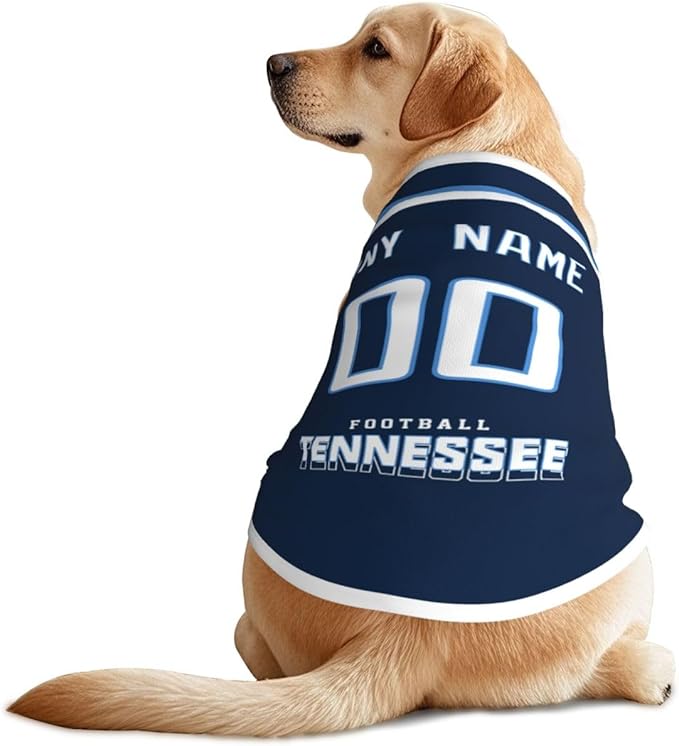 Tennessee Custom Pet Jersey Dog Clothes Jersey Various Sizes Customized Any Name & Number for Small & Middle and Big Dogs