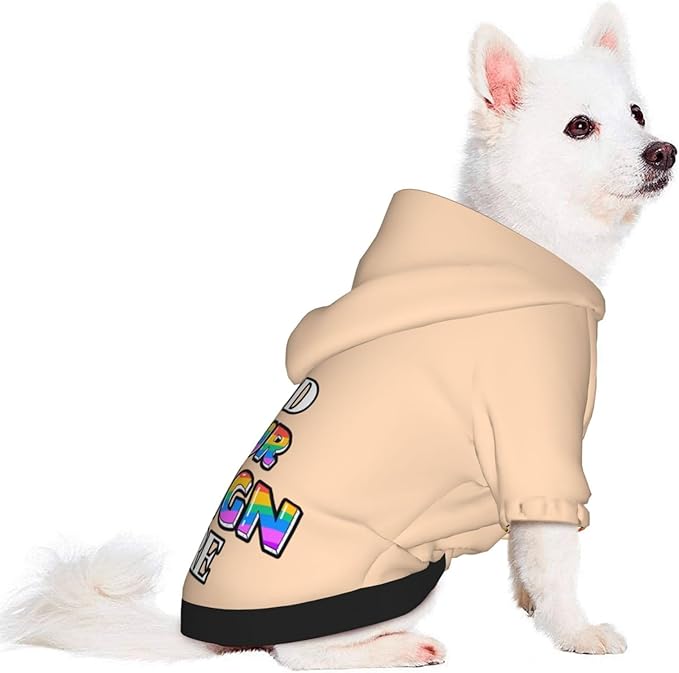 Custom Dog Hoodie for Small Pets, Personalized Photo Text Pet Warm Pullover Sweatshirt with Name Number, Customized Gifts Soft Hooded Cats Kitten Clothes, Peach Puff, M,