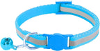 2 Pack Breakaway Cat Collars with Bells, Reflective Design and Claw Print Design, Safety Buckle Kitten Collars Adjustable from 7.5 to 12.5 Inches (Sky Blue)