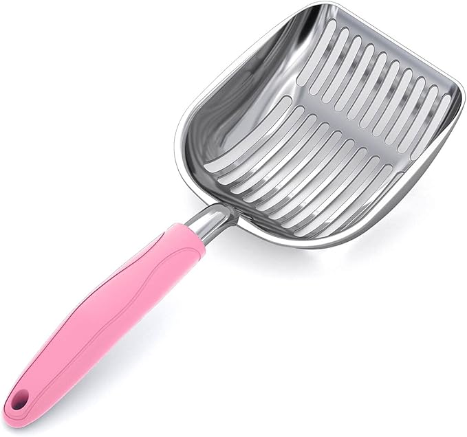 WePet Cat Litter Scoop, Aluminum Alloy Sifter, Kitty Metal Scooper, Deep Shovel, Long Handle, Poop Sifting, Kitten Pooper Lifter, Durable, Heavy Duty, for Litter Box