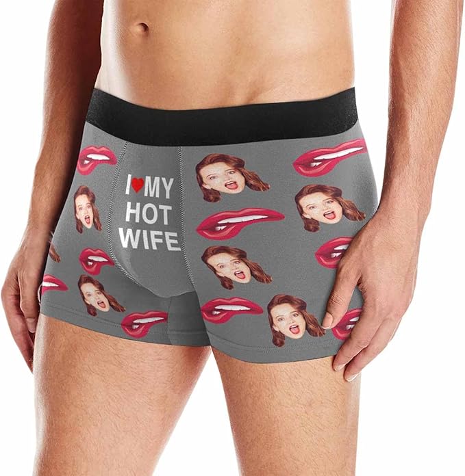 M YESCUSTOM Custom Faces Funny Short Briefs Gift for Husband Underwear