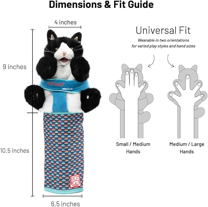 Cat Wrestling Glove Puppet Toy – Interactive Hand Mitt with Durable Protective Sleeve and Catnip - Play & Enrichment