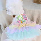 Dog Easter Outfit with My 1st Easter Embroidery Letters Holiday Puppy Dress Rainbow Small Dog Tutu Cat Apparel Fancy Pet Clothes for Chihuahua Yorkie Pomeranian Poodle (Colorful, Small)