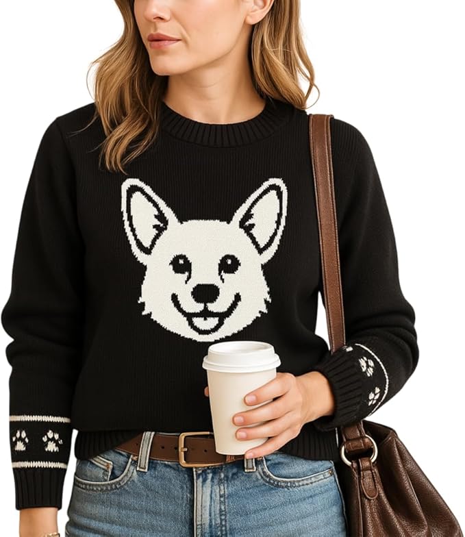 Custom Dog Knit Sweater for Women Personalized Pet Paw Print Pullover Dog Mom Gift Christmas for Pet Lovers