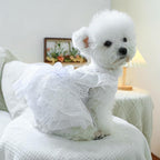 Fashion Sweet Puppy Dog Blingbling Princess Skirt Pet Dog Lace Cake Camisole Tutu Dress K-White XS