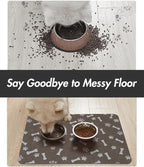 MontVoo Dog Food Mat-Pet Feeding Mat for Food and Water-No Stains Quick Dry Dispenser Cat Bowl Mat for Messy Drinkers(12"X19" Brown)