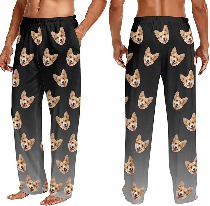 Custom Couple Pajama Pants Sock with Funny Face, Personalized PJ Anniversary Birthday Women Men Pants