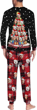 Artsadd Personalized Pajamas with Faces for Women Men Custom Christmas Pajamas Gifts for Family Couple, Funny Photo Pjs