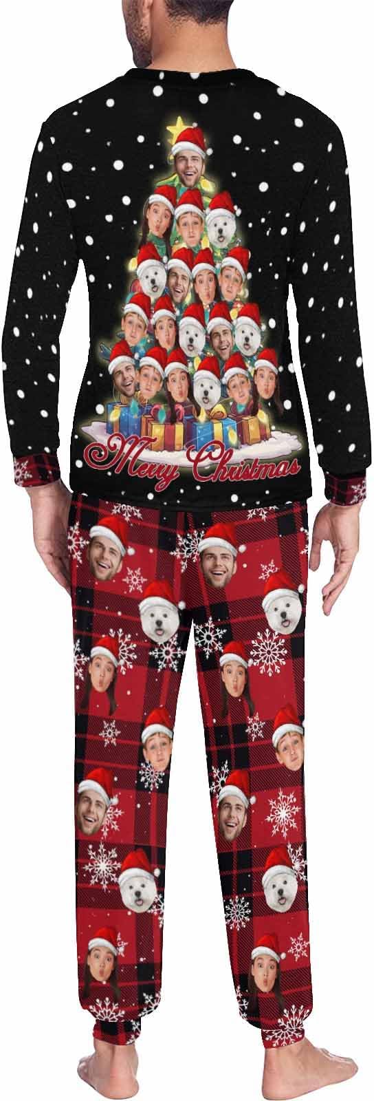 Artsadd Personalized Pajamas with Faces for Women Men Custom Christmas Pajamas Gifts for Family Couple, Funny Photo Pjs