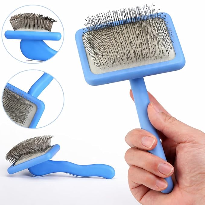 Self-Cleaning Slicker Brush for Dogs & Cats - Professional Deshedding Tool for Goldendoodles, Labradoodles, Poodles - Removes Shedding Fur & Undercoat, Gentle for All Breeds