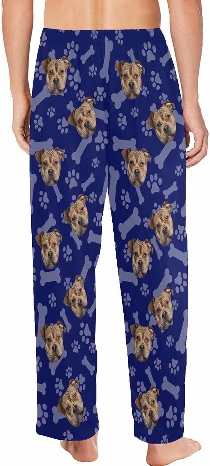 MyPupSocks Custom Pet Face Pajamas Pants Photo Pajama Bottoms for Men S-XXL