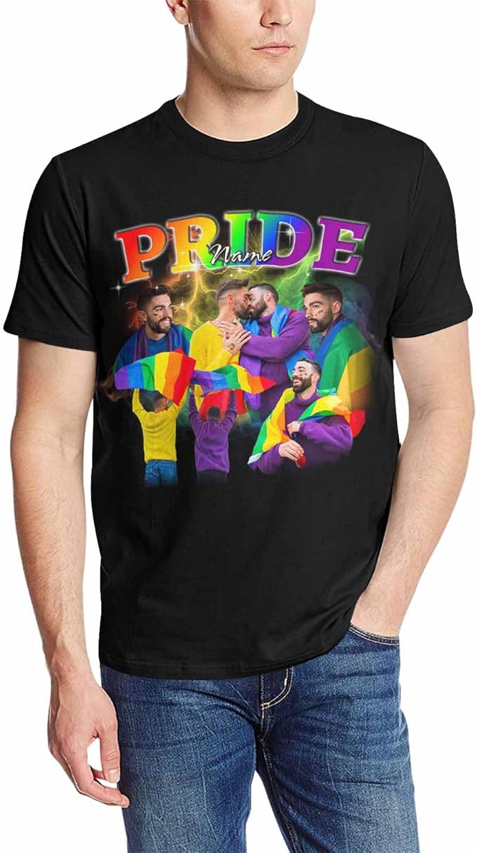 Custom T Shirts with Face Photo Text Pet Shirt for Men Personalized Picture Tee Shirt Design Your Own Dad Grandpa Shirt