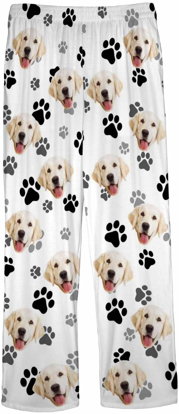MyPupSocks Custom Pajama Pants for Pet Lover, Personalized Photo Face Printed Pajama Bottoms Sleepwear with Pockets