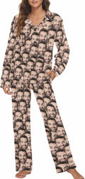 MyPupSocks Custom Face Pajamas for Women Set, Personalized Photo Long Sleepwear XS-XXL