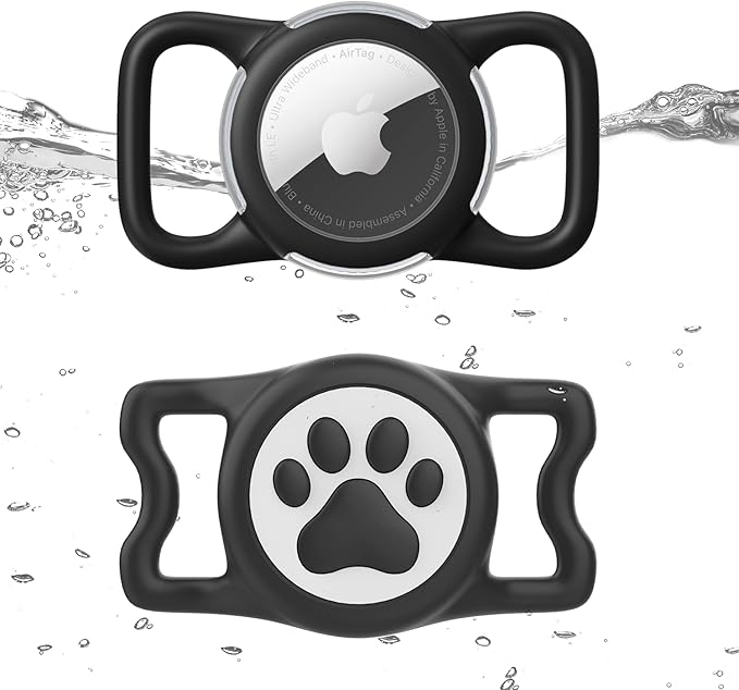 Airtag Holder for Dog Collar, Waterproof Air Tag Holder Durable Lightweigt Silicone Covered Apple Airtag Holders for Dog Cat Collar