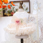 Fashion Sweet Puppy Dog Blingbling Princess Skirt Pet Dog Lace Cake Camisole Tutu Dress G-White-1 L