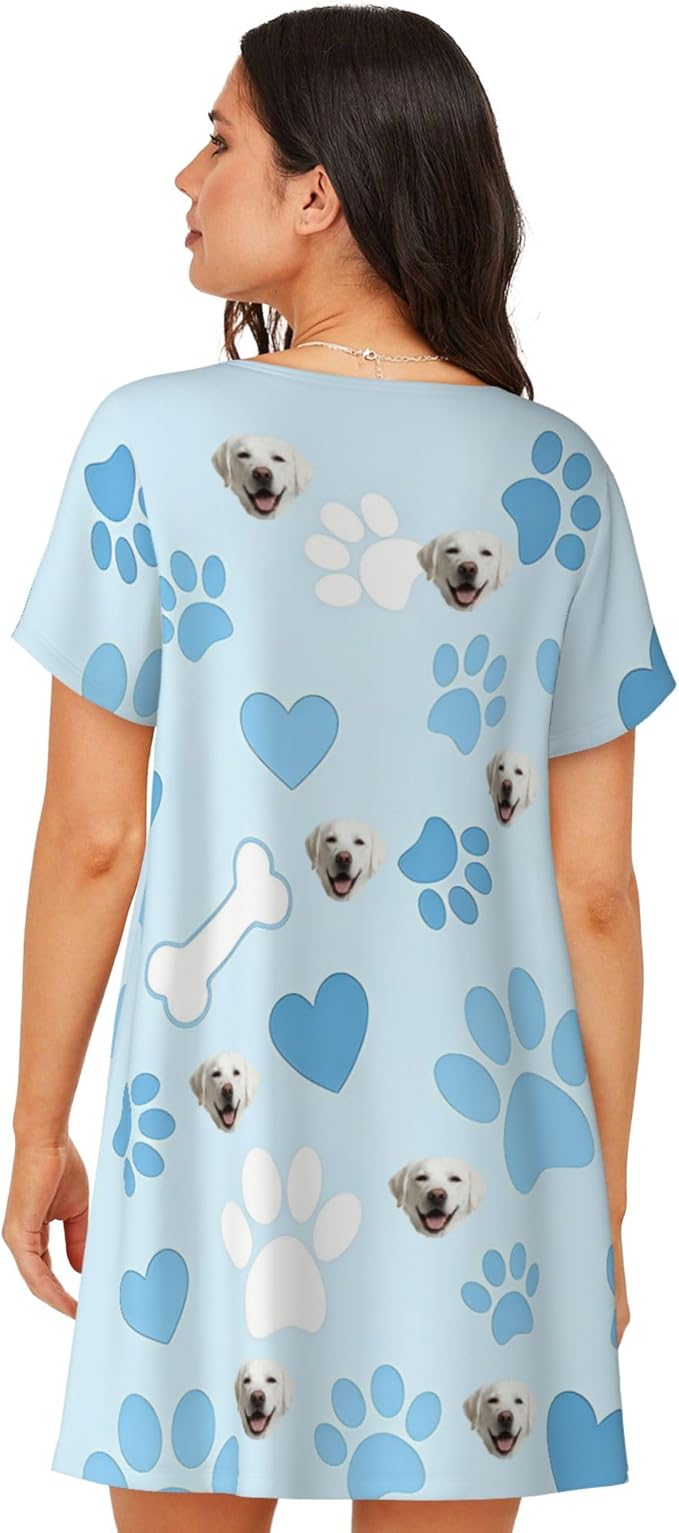 Personalized Matching Dog and Owner Clothes Separately Sold, Custom Face Nightgown for Women Dogs