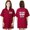 TopTie Custom Printed Nylon Salon Hairstylist Smock Barber Haircut Zipper Jacket, Dog Pet Grooming Work Shirt Uniform
